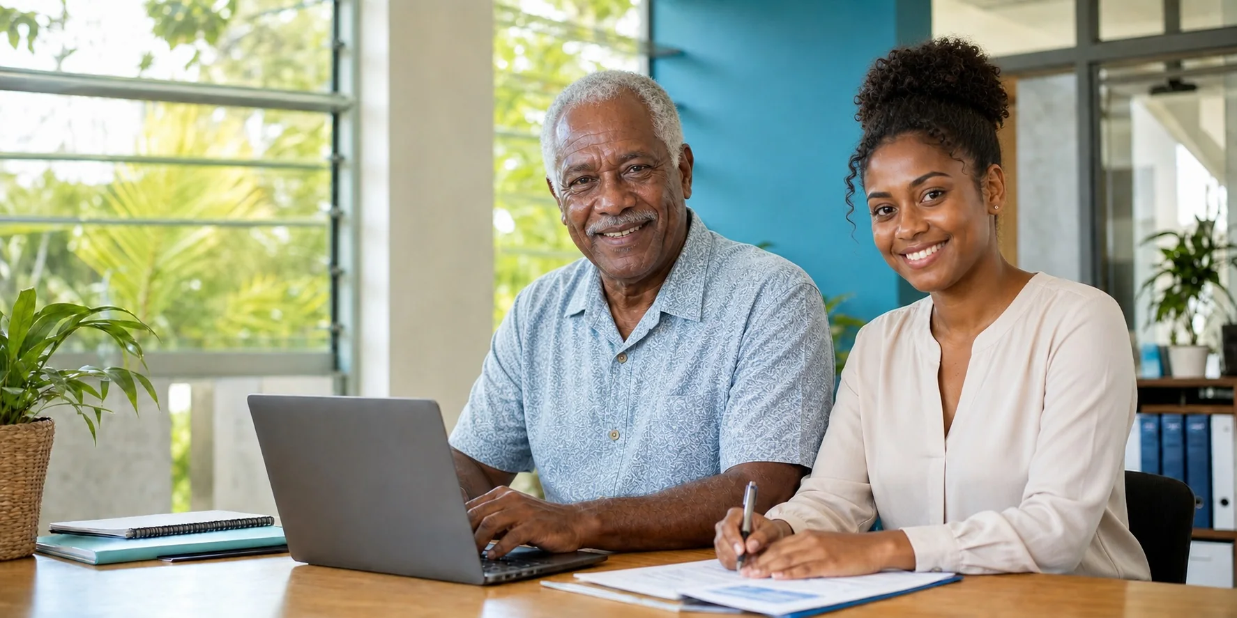Two VIT staff members working together at a desk